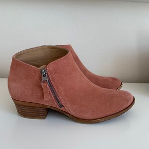 Lucky Brand pink suede zipper booties size 8.5